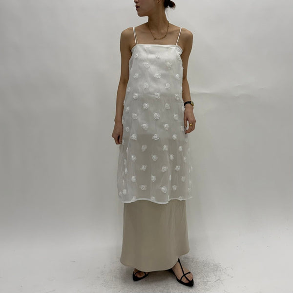 【cafune】フラワーモチーフロングキャミソール/25936