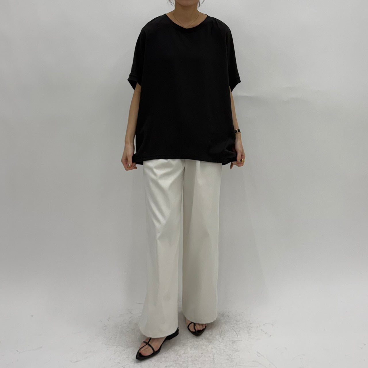 【cafune】マットストレッチジョーゼットコクーンプルオーバー/35904