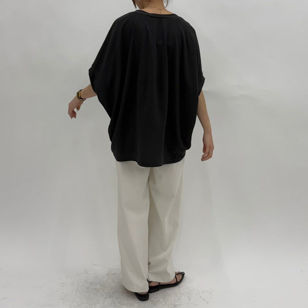 【cafune】マットストレッチジョーゼットコクーンプルオーバー/35904