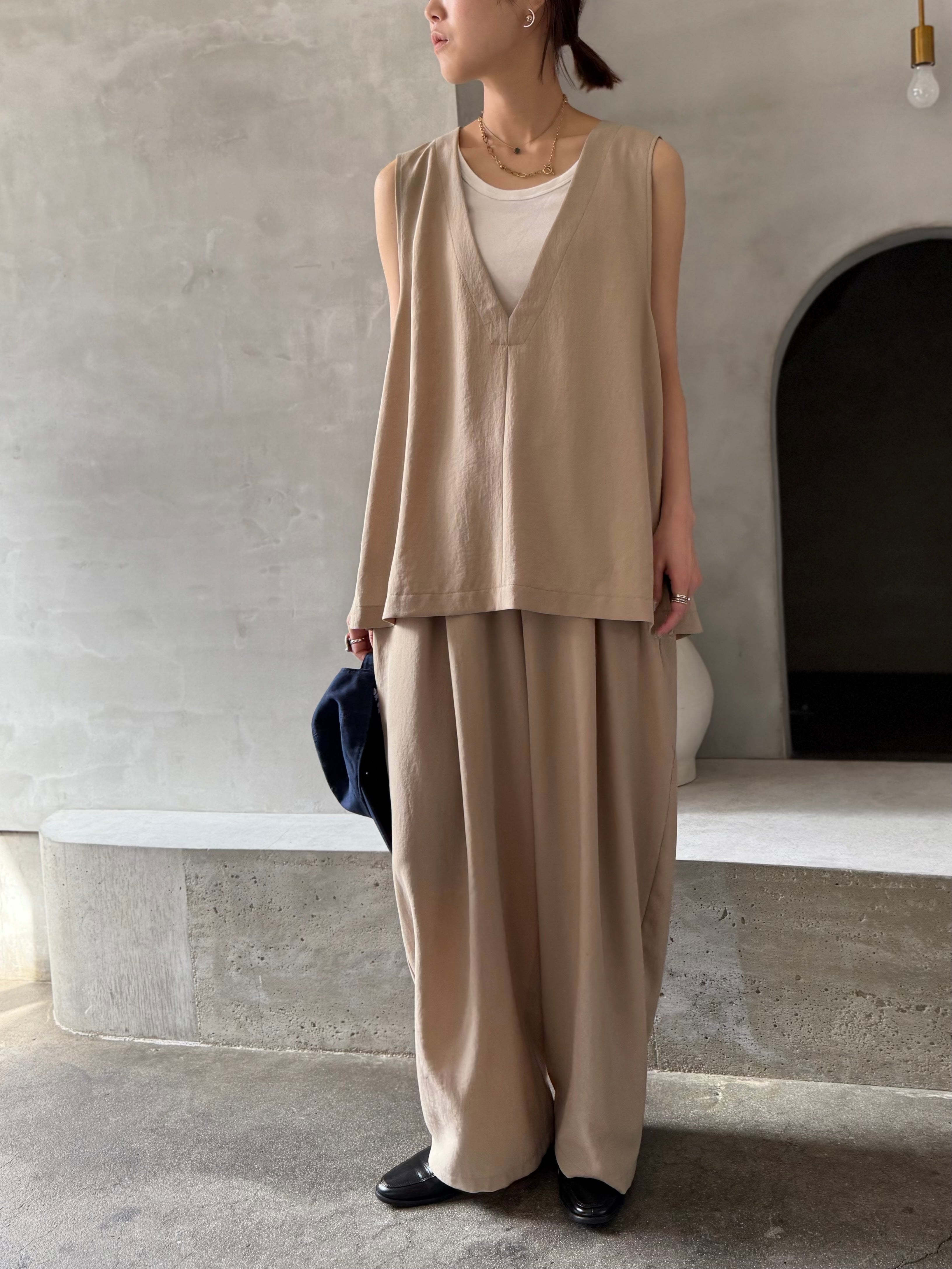 【cafune】ドレープワッシャーVネックベスト/35905