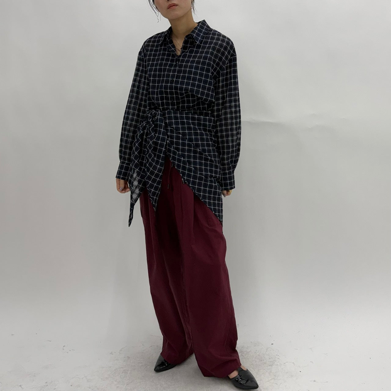 【cafune】シアーチェックスカ－フシャツ/35911