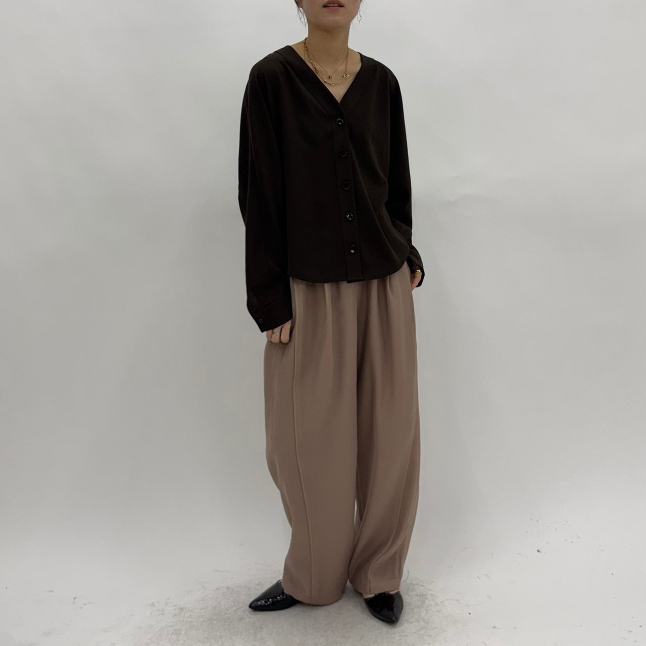 【cafune】ドレープワッシャーカーディガンブラウス/35917