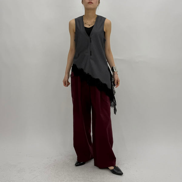 【cafune】アシメントリーレースジレ/35918