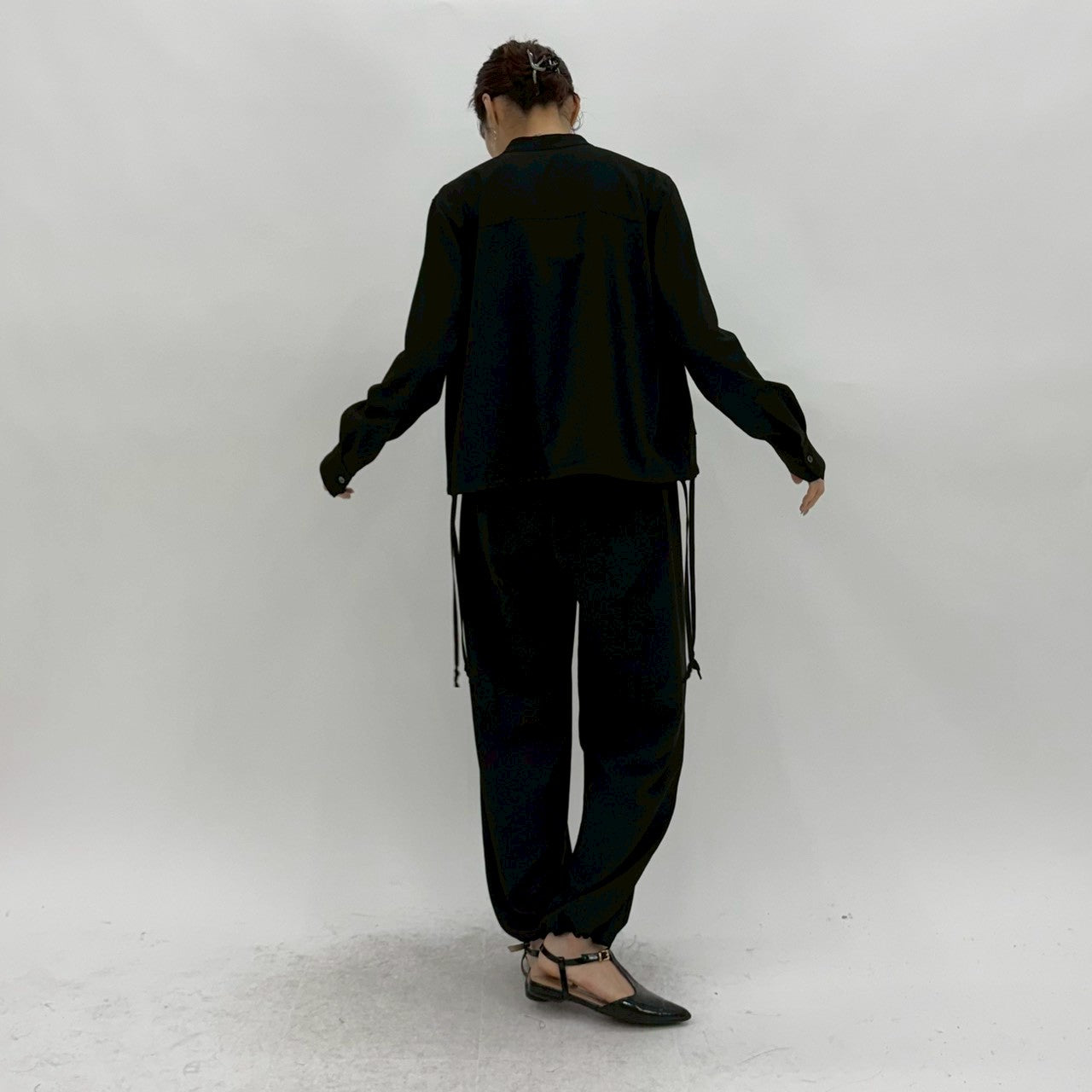 【cafune】マットストレッチジョーゼットポケットブラウス/35921