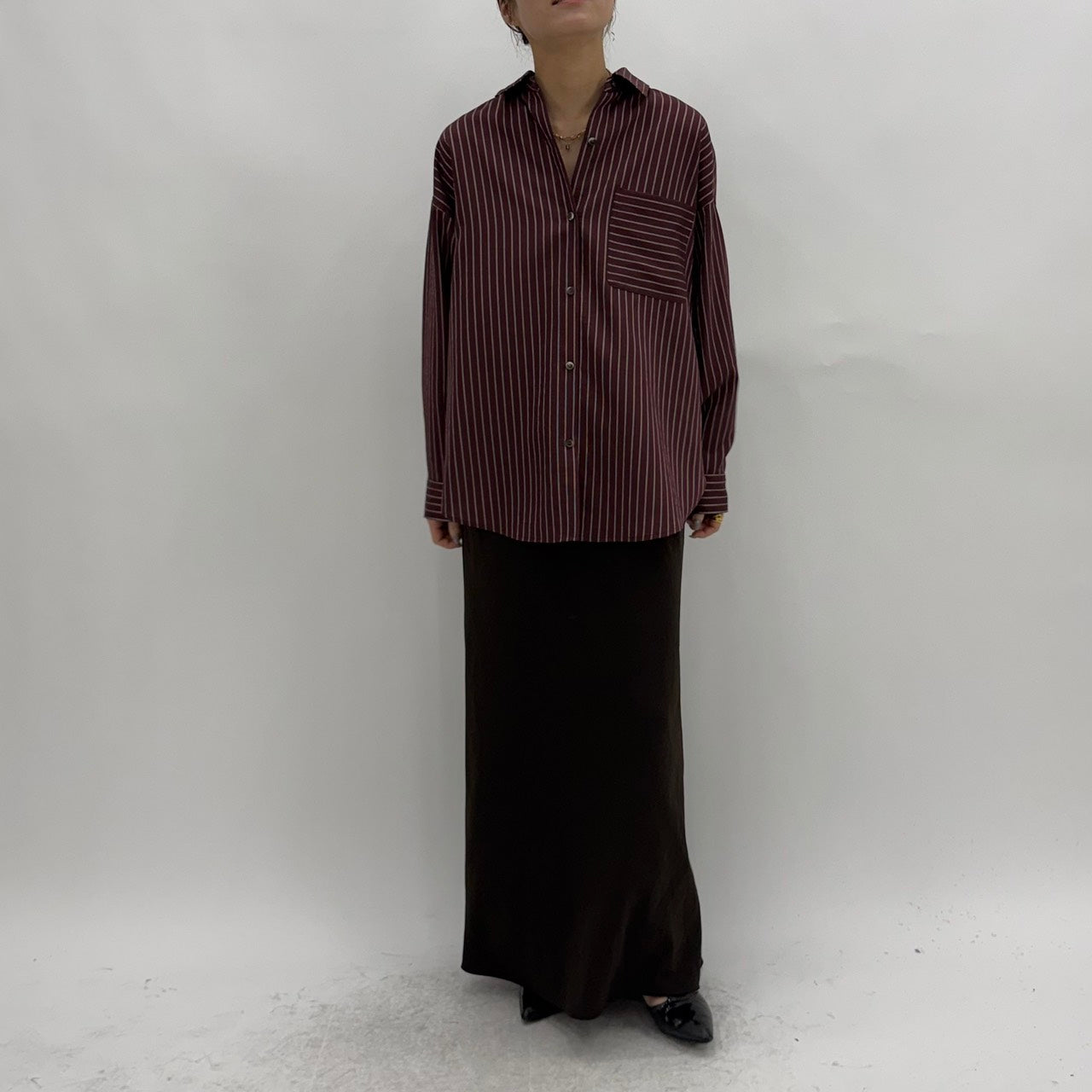 【cafune】セルロースストライプシャツ/35925