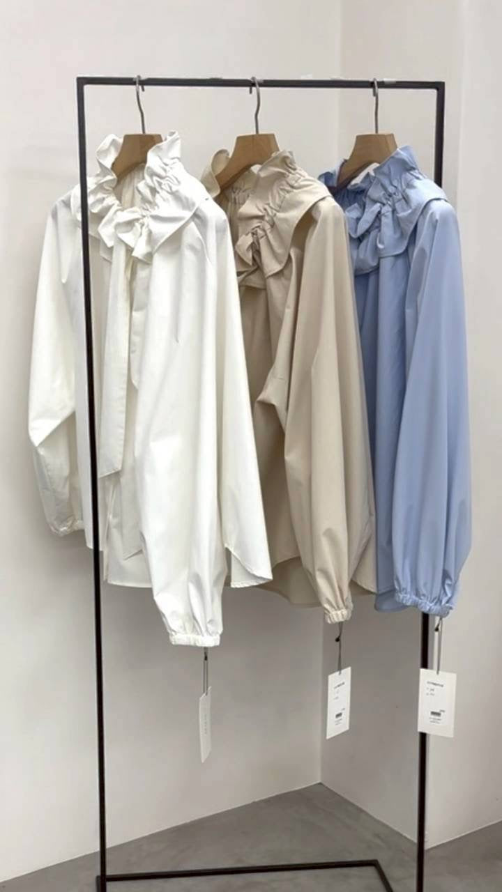 【CLOCHE】フリル襟長袖ブラウス/610-85013