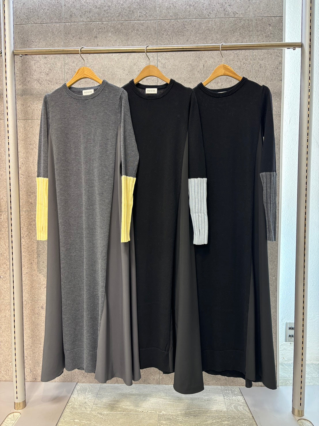 【ROSIEE】アームウォーマーライク布帛ドッキングニット/R781215