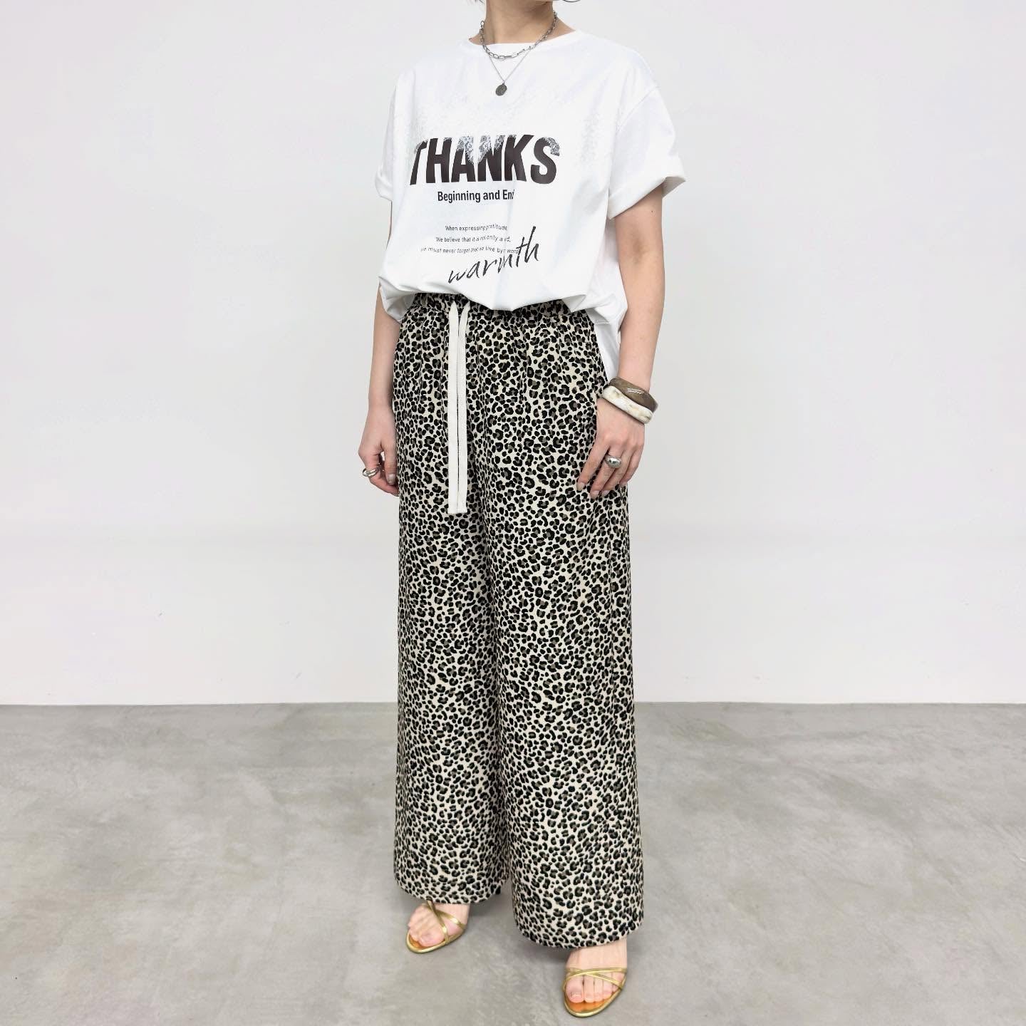 【NUS】レオパード柄イージーワイドパンツ/612-36029