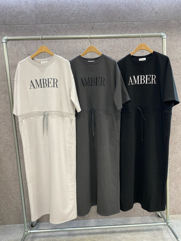 【ROSIEE】ロゴ刺繍ウエストマーク5分袖ワンピース/R810312