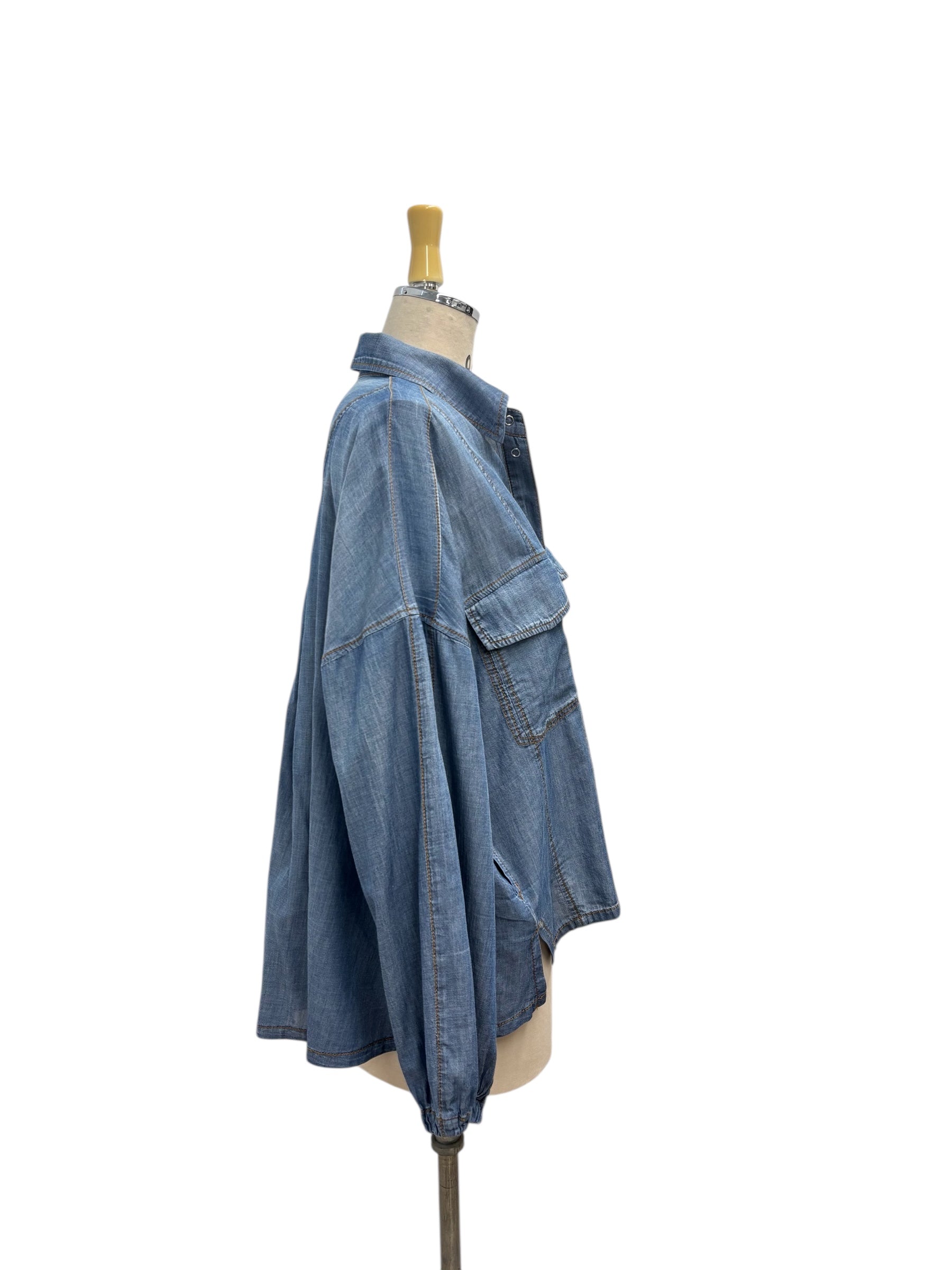 【ayane】シアーデニムショート丈シャツ/816301