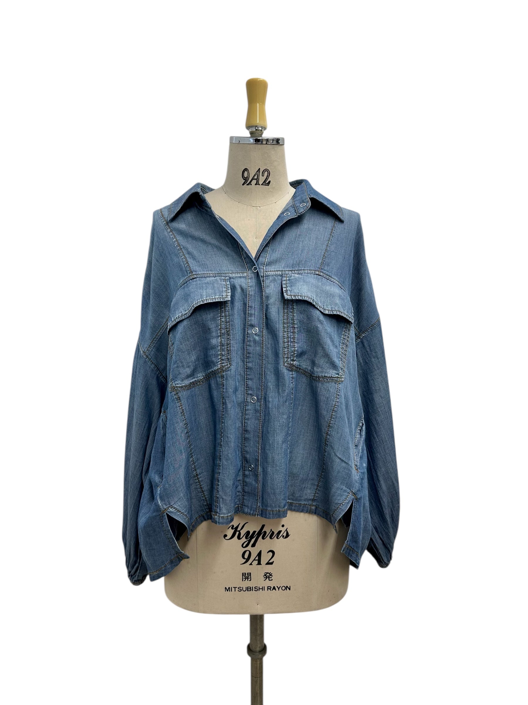 【ayane】シアーデニムショート丈シャツ/816301