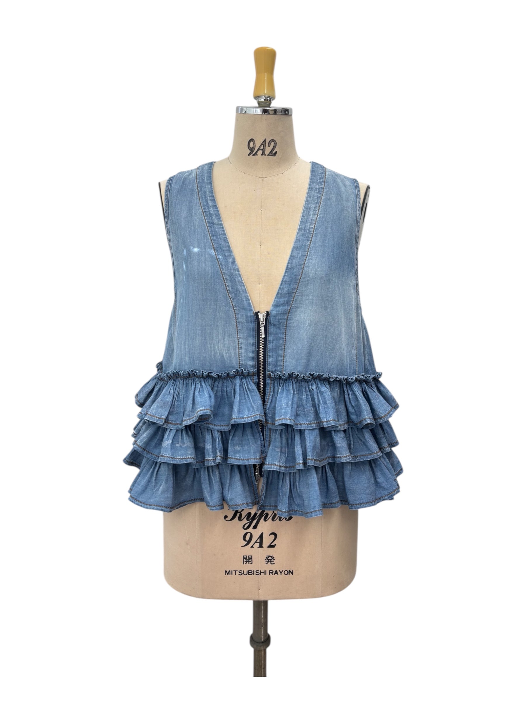 【ayane】シアーデニムフリルベスト/816305