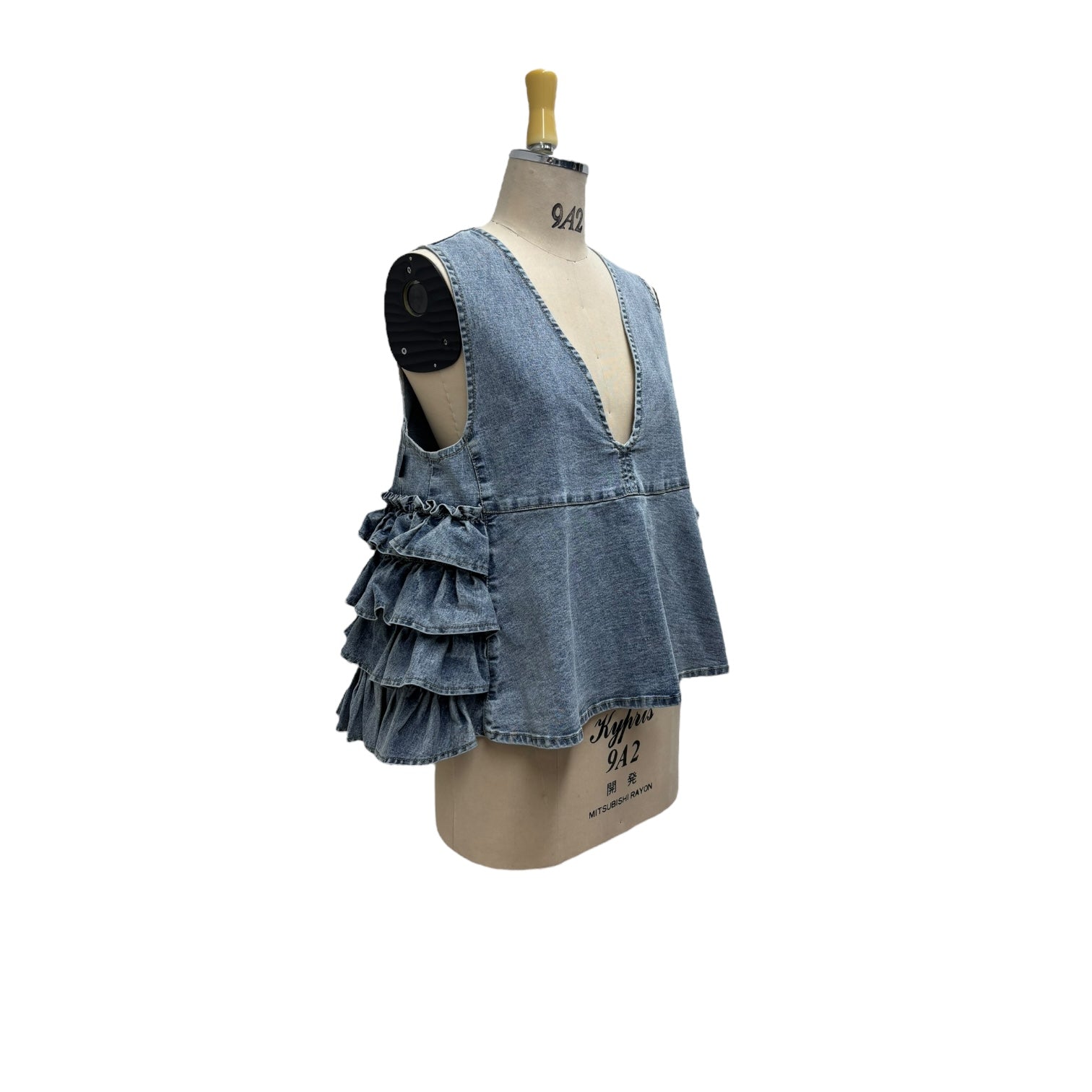 【ayane】デニム地バックフリルベスト/816315