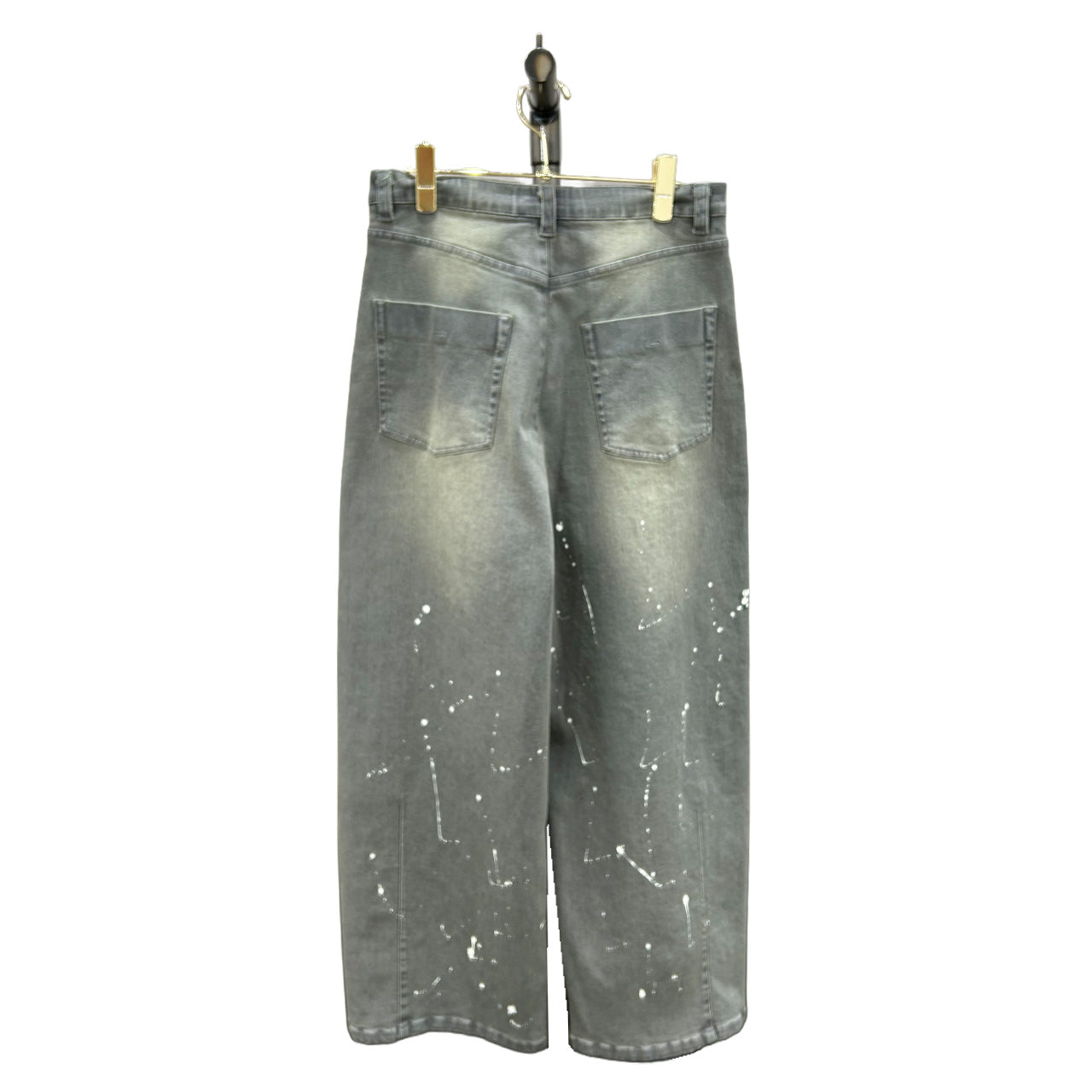 【ayane】グレイッシュデニムバレルレッグペイントパンツ/836626