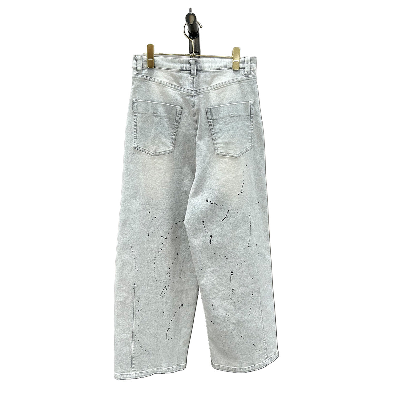 【ayane】グレイッシュデニムバレルレッグペイントパンツ/836626