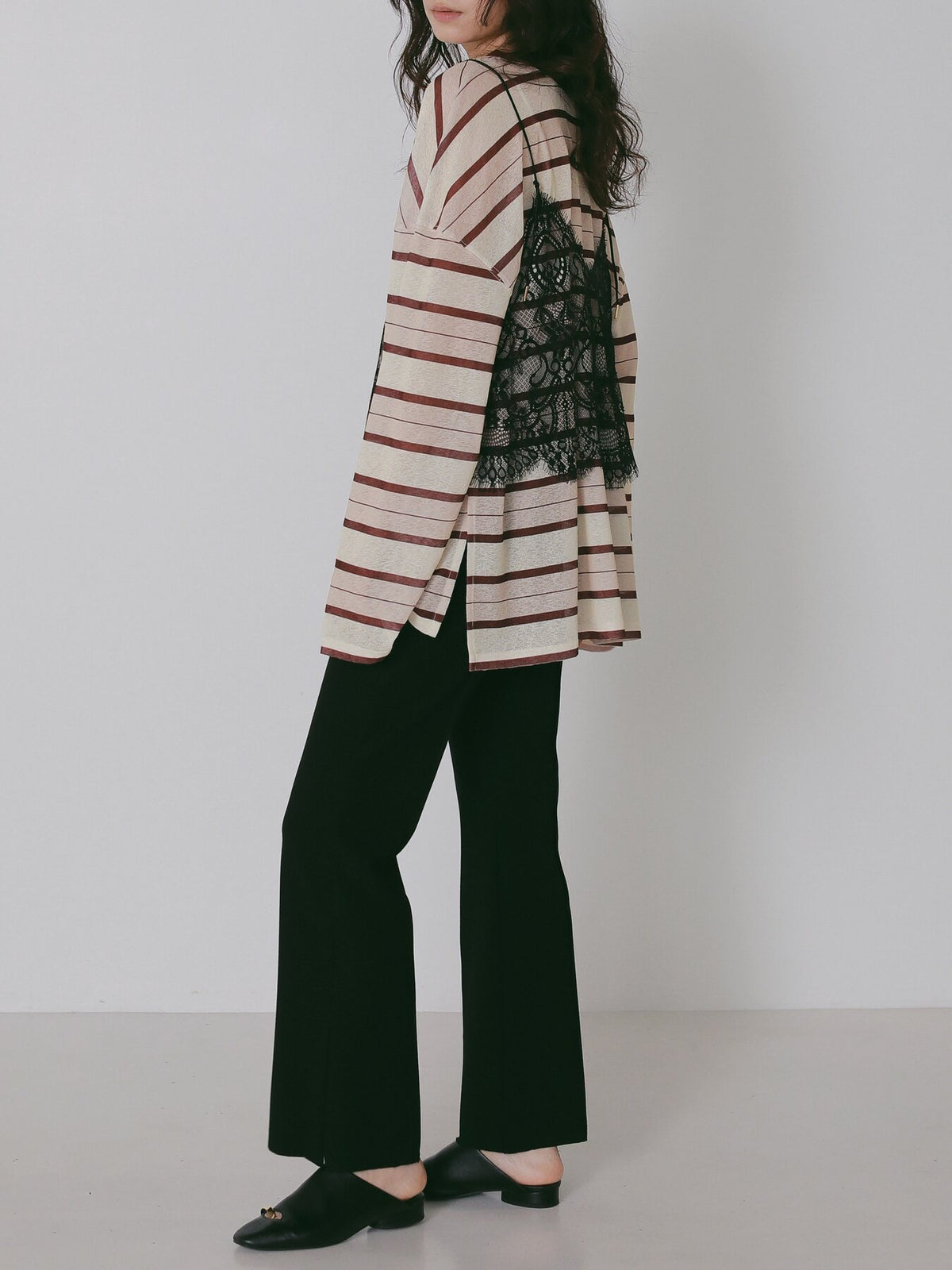 【CHIGNON】シアーランダムボーダーT/8466-768KO