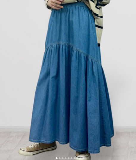 【QTUME】4.5onzDENIM ギャザーデザインデニムスカート/552-26500