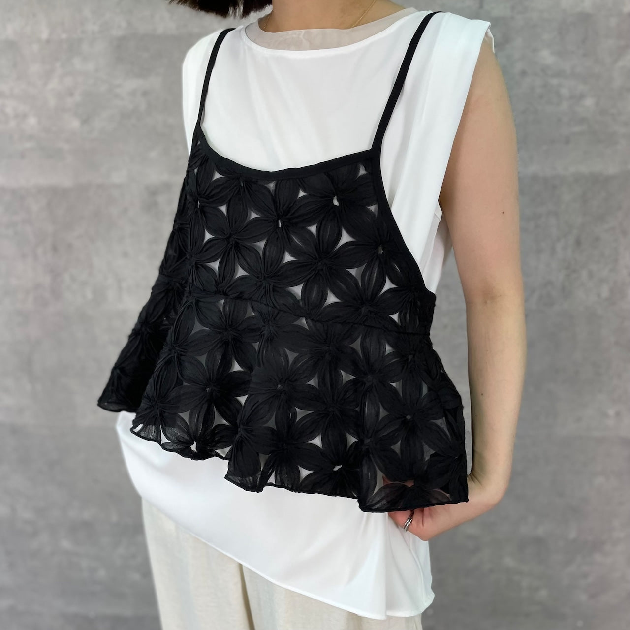 Summer sale ANNA KERRY（アンナケリー）チュールフラワーキャミソール チュールキャミソール フラワーキャミソール Anna Kerry】チュールフラワーキャミソール/85252708