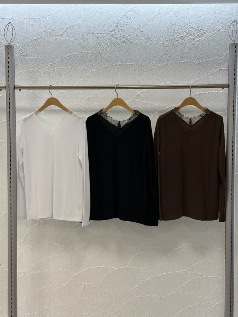 【ROSIEE】衿レースVネックトップス/R870301