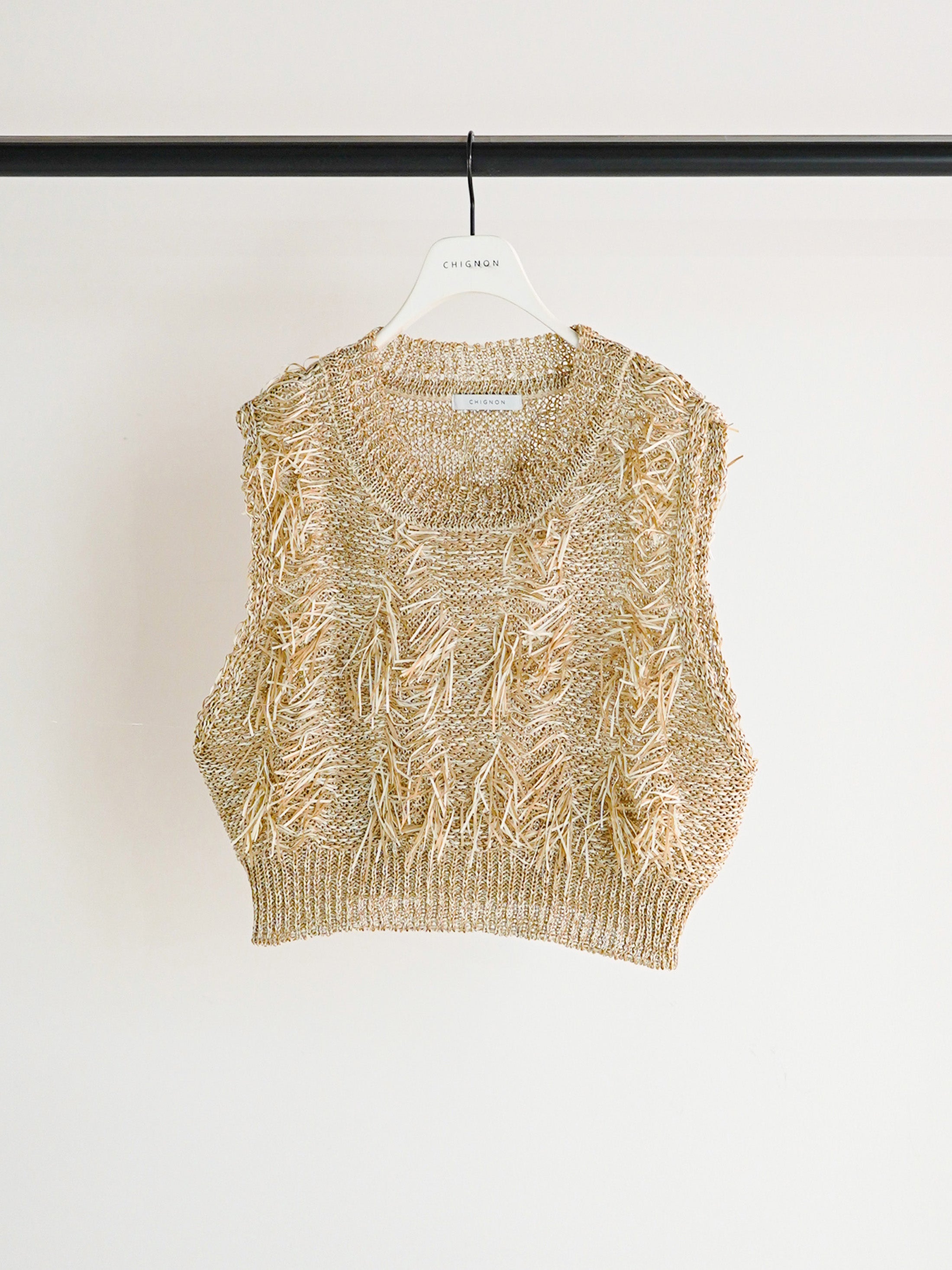 【CHIGNON】カットジャガードフリンジニットベスト/9261-091GS