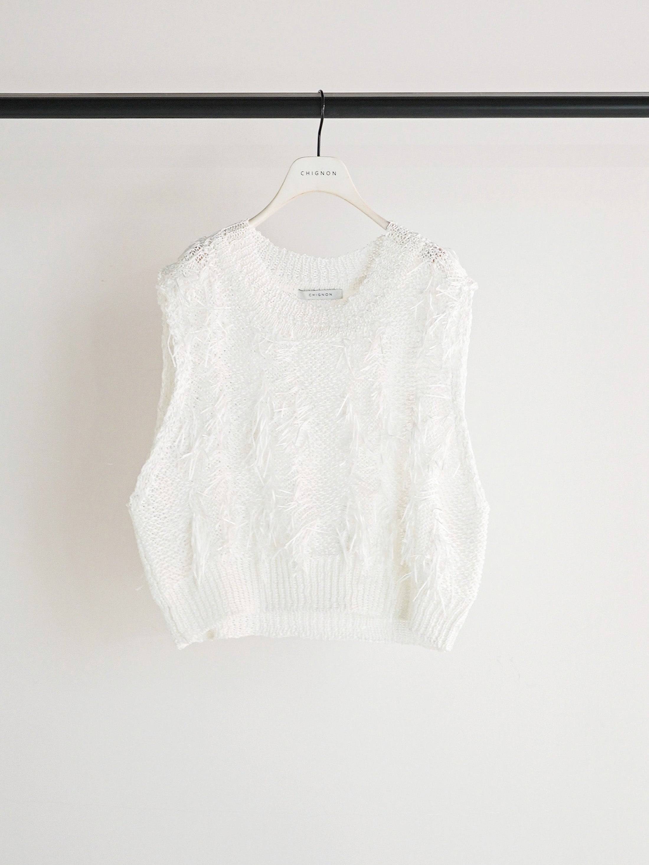 【CHIGNON】カットジャガードフリンジニットベスト/9261-091GS