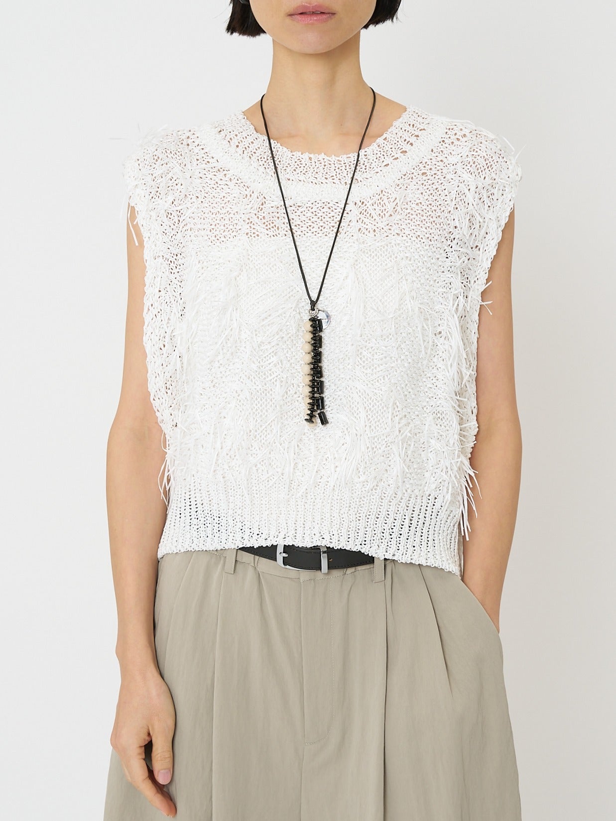 【CHIGNON】カットジャガードフリンジニットベスト/9261-091GS