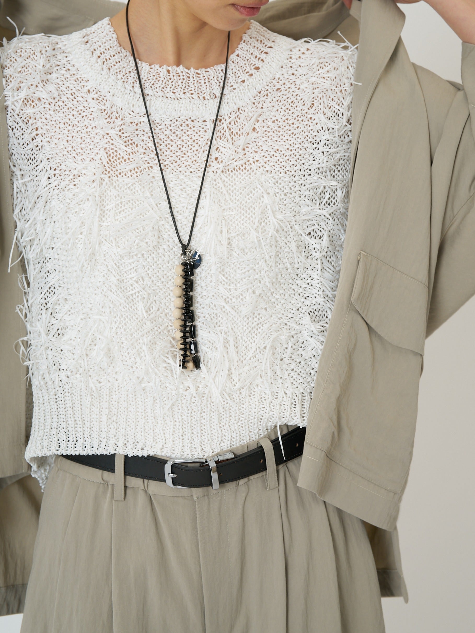 【CHIGNON】カットジャガードフリンジニットベスト/9261-091GS