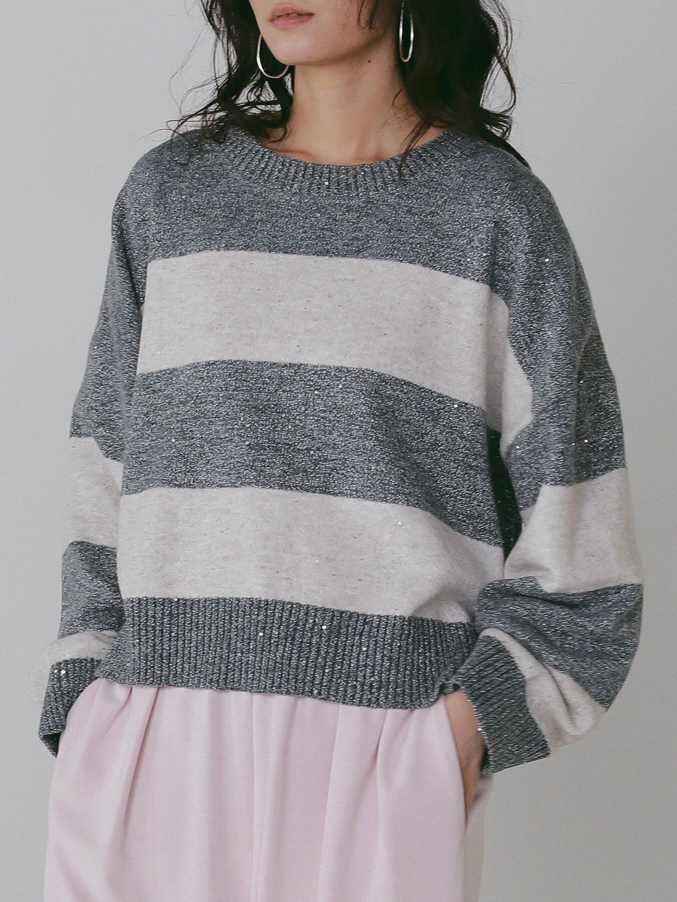 【CHIGNON】スパンコールボーダーニットプルオーバー/9266-755GS