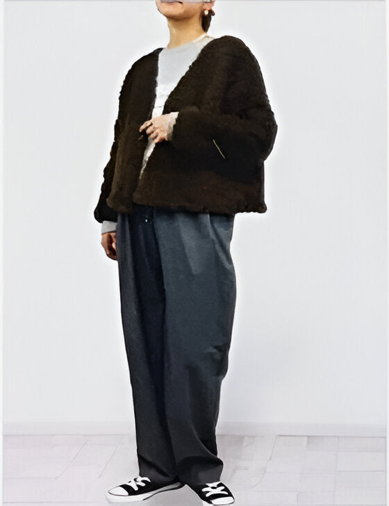 【QTUME】ファーニットカーデジャケット/552-24525