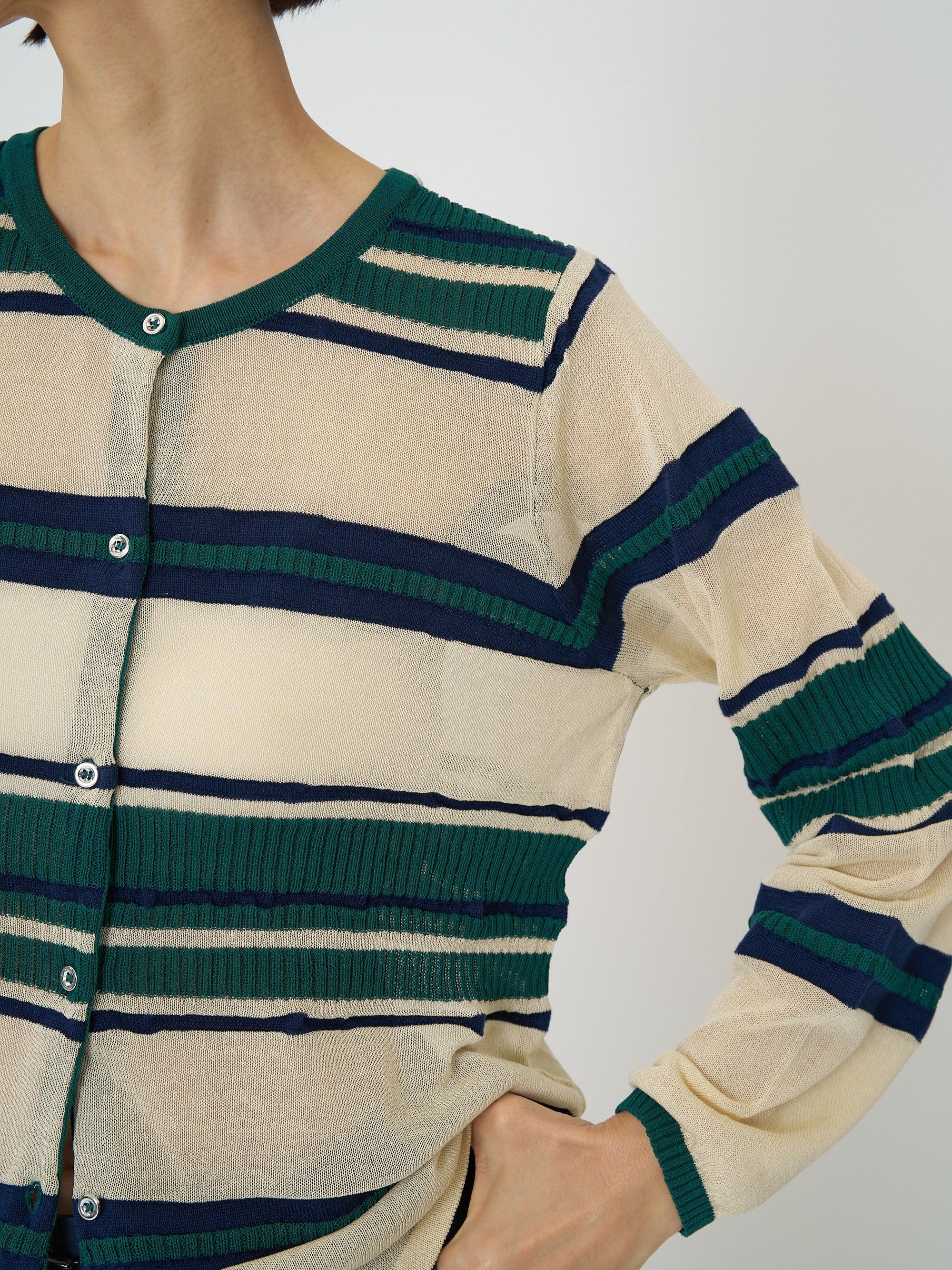 【CHIGNON】マルチボーダーカーディガン/9561-090GS