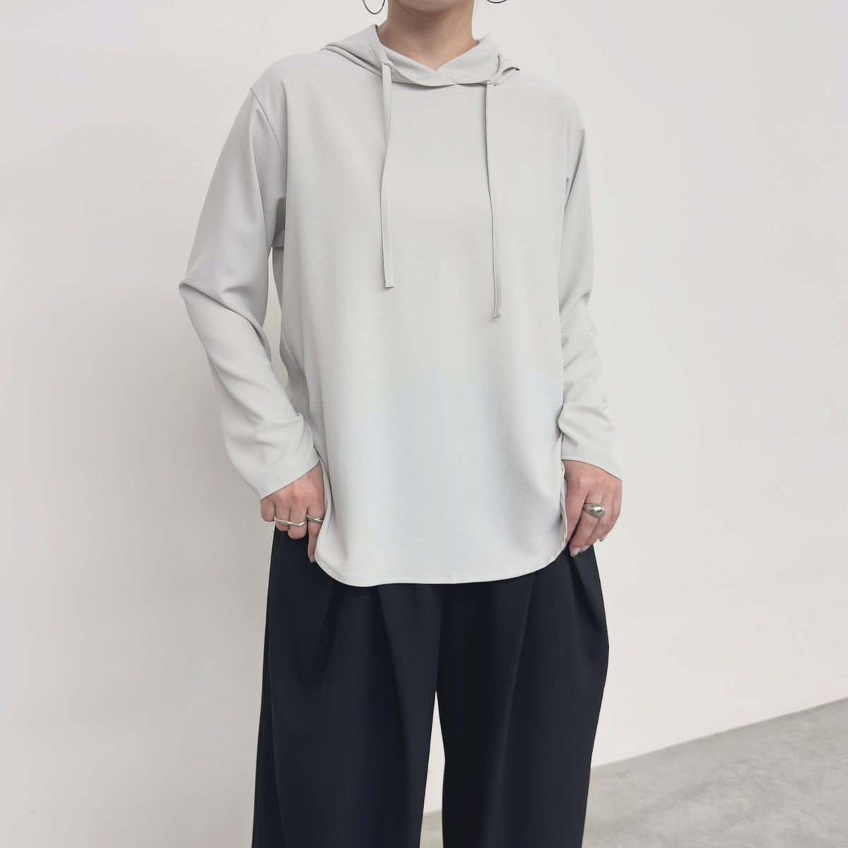 【NUS】ズル美ジョーゼットフーディーロンT/710-35007