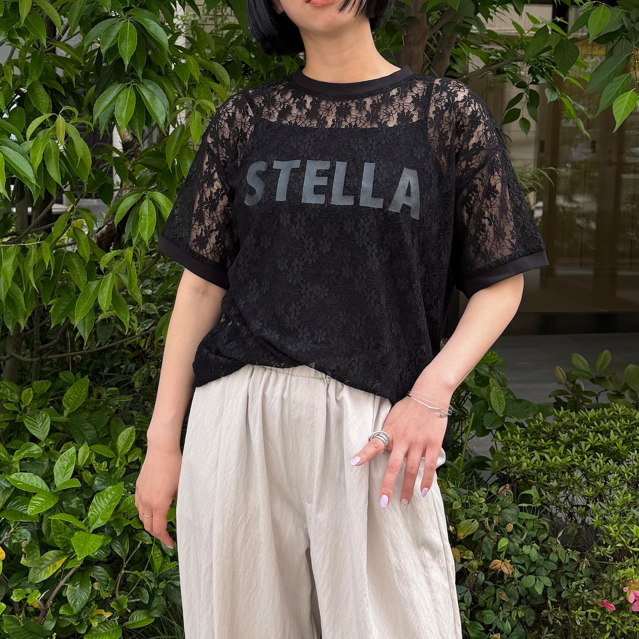 【Anna Kerry】レースプリントTシャツ/85262905