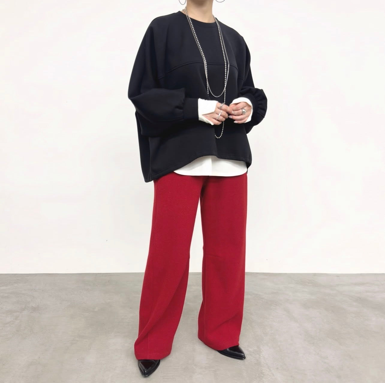 【NUS】クリーンボンディングライクジャージ バック刺繍ドルマンデザイントップス/652-35557