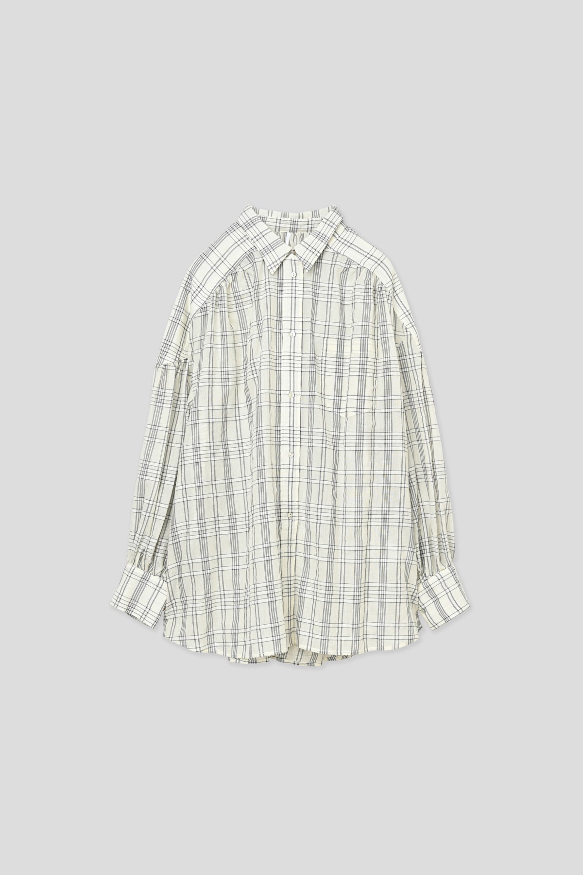 【WHYTO.】シアーチェックボリュームブラウス/WHT27HBL4120