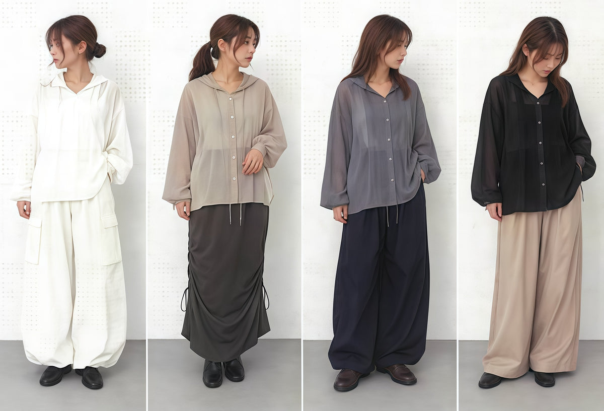 【CLOCHE】メッシュフーディーシャツ/712-85603