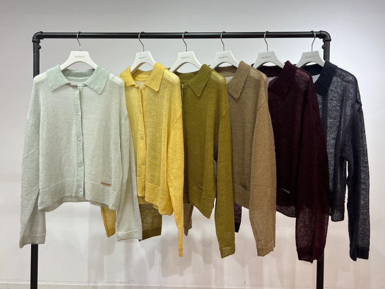 【PRIORITY】キッドモヘア衿付カーディガン/P66116KR
