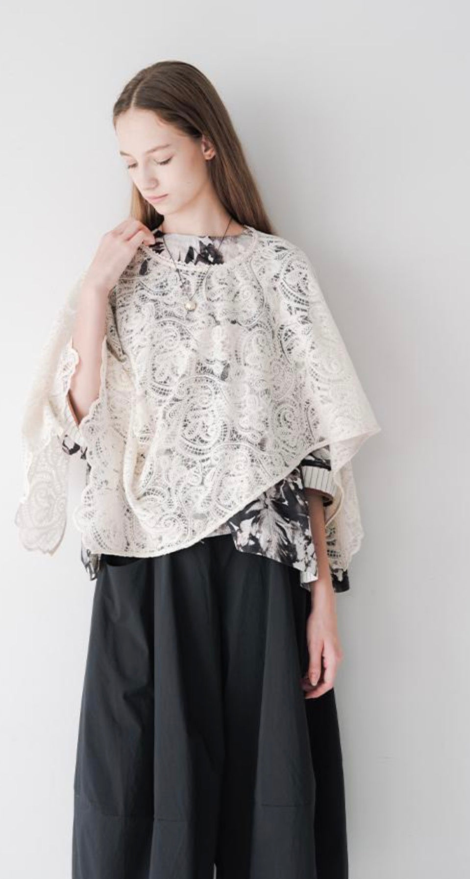 【akane】レースポンチョベスト/26158-5775B-R