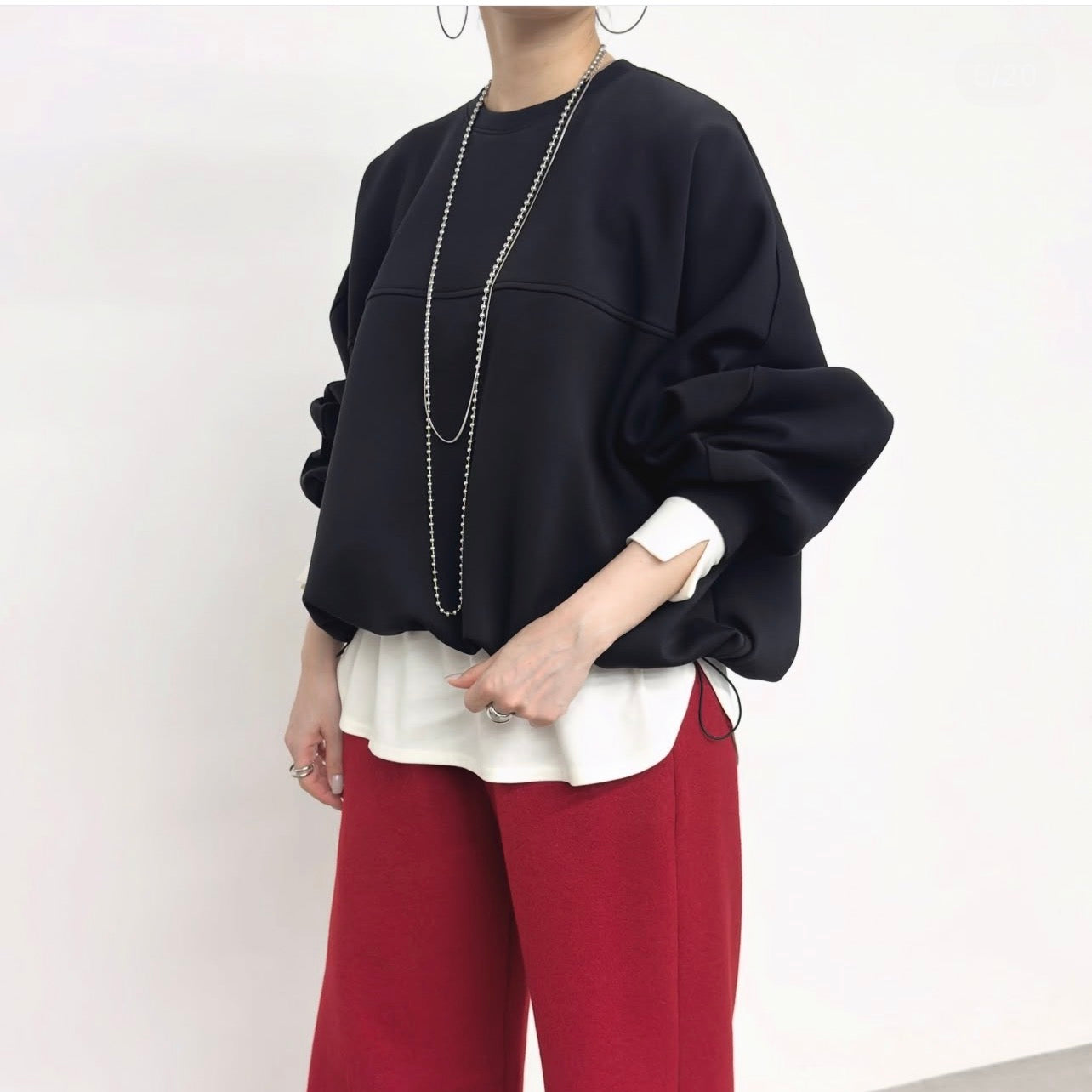 【NUS】クリーンボンディングライクジャージ バック刺繍ドルマンデザイントップス/652-35557