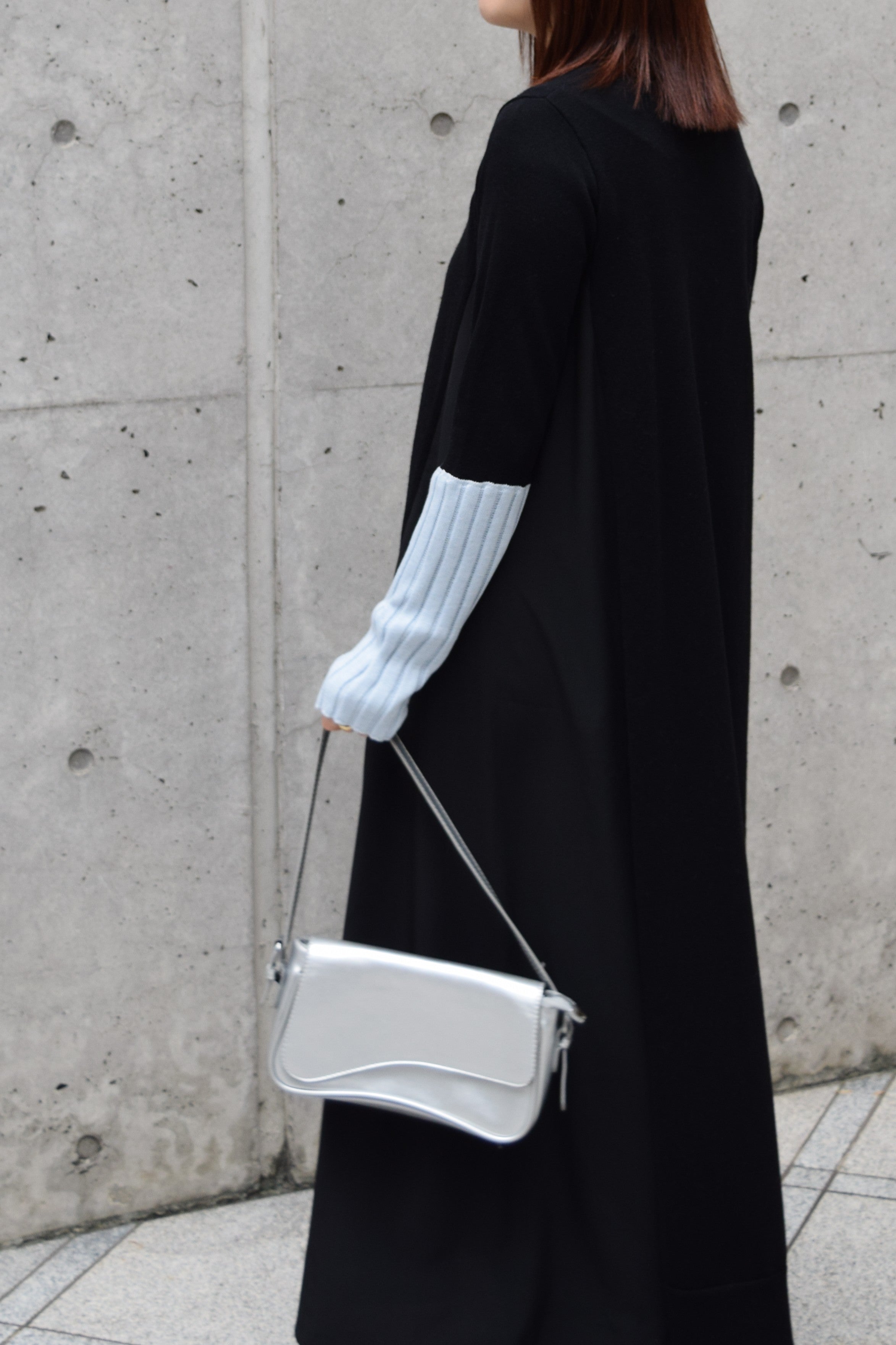 【ROSIEE】アームウォーマーライク布帛ドッキングニット/R781215