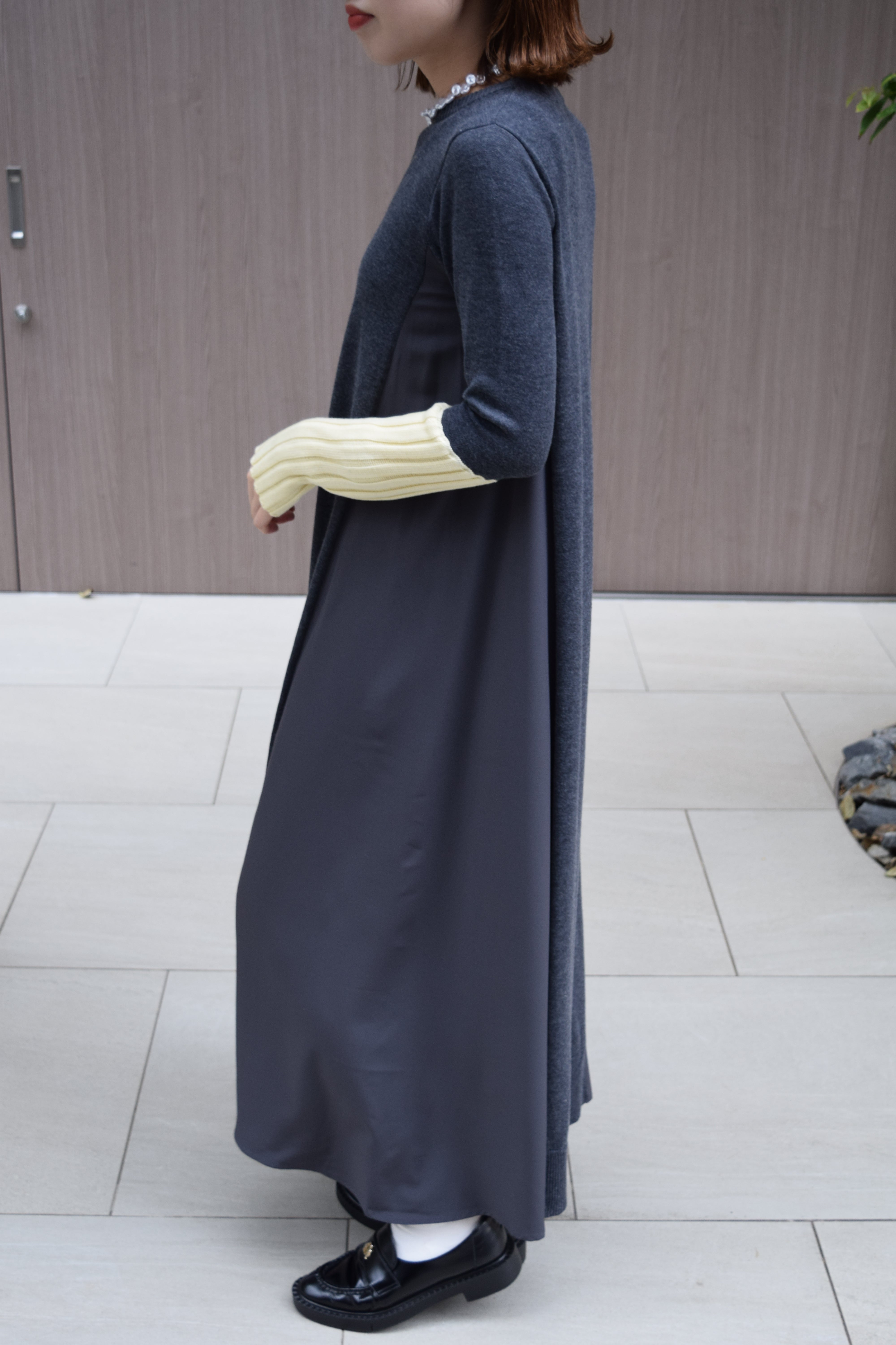 【ROSIEE】アームウォーマーライク布帛ドッキングニット/R781215