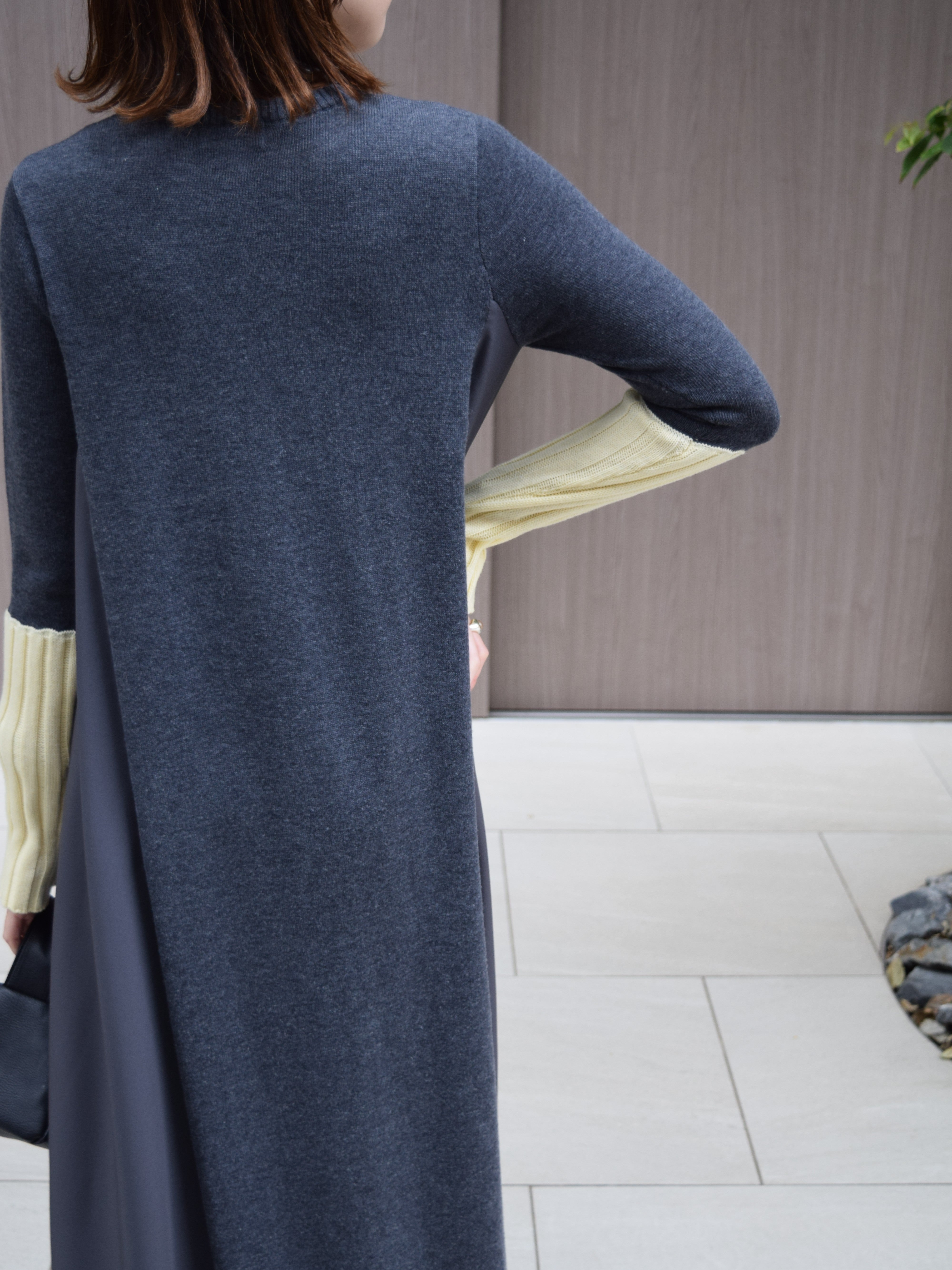 【ROSIEE】アームウォーマーライク布帛ドッキングニット/R781215