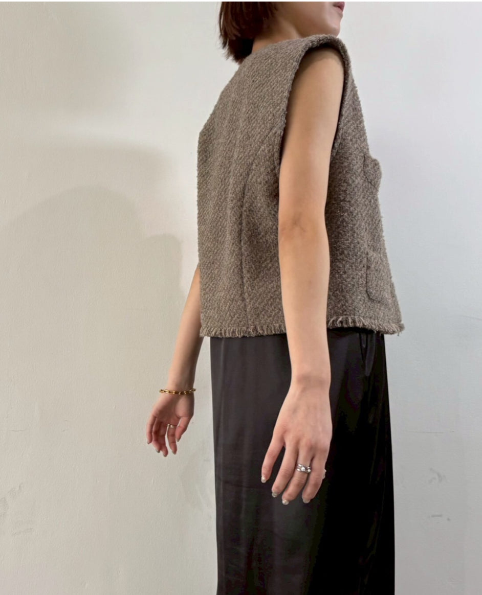 cafune】ツイードフリンジベスト/535407