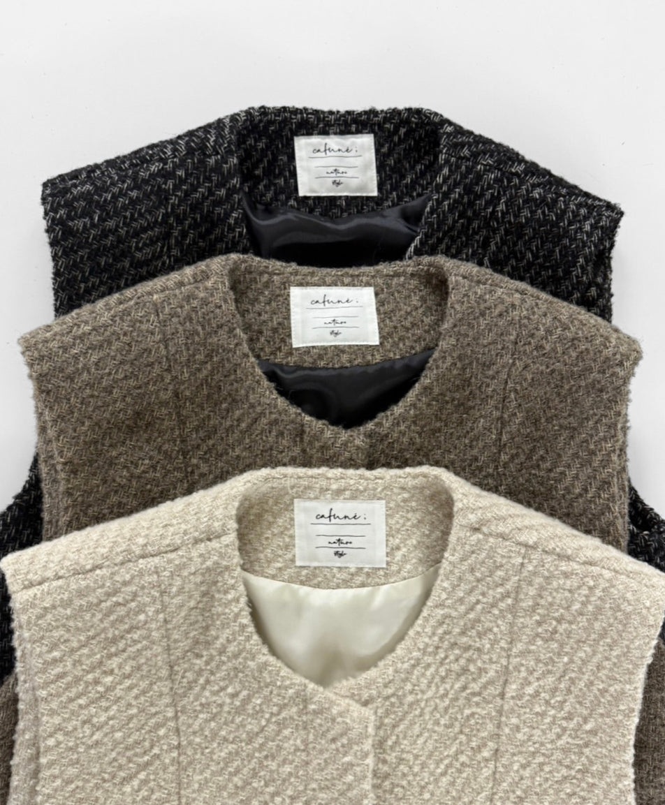 【cafune】ツイードフリンジベスト/535407