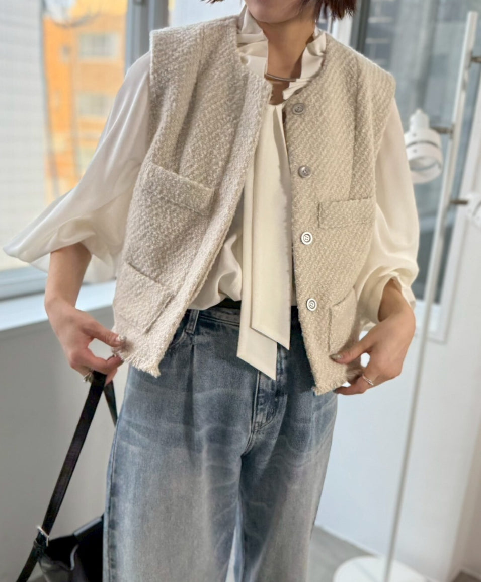 【cafune】ツイードフリンジベスト/535407