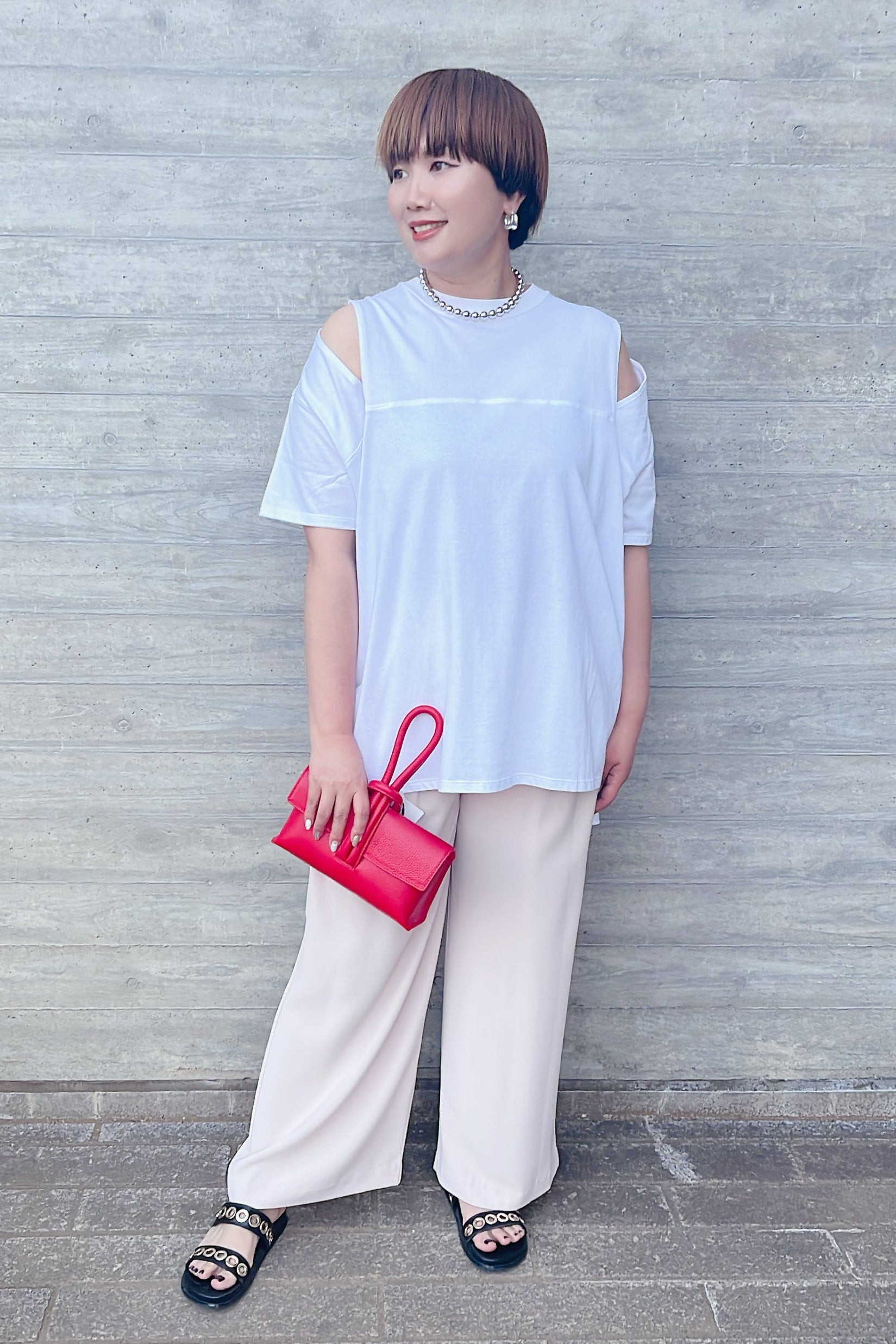 【anana】オフショルダー風ロングTシャツ a19-027