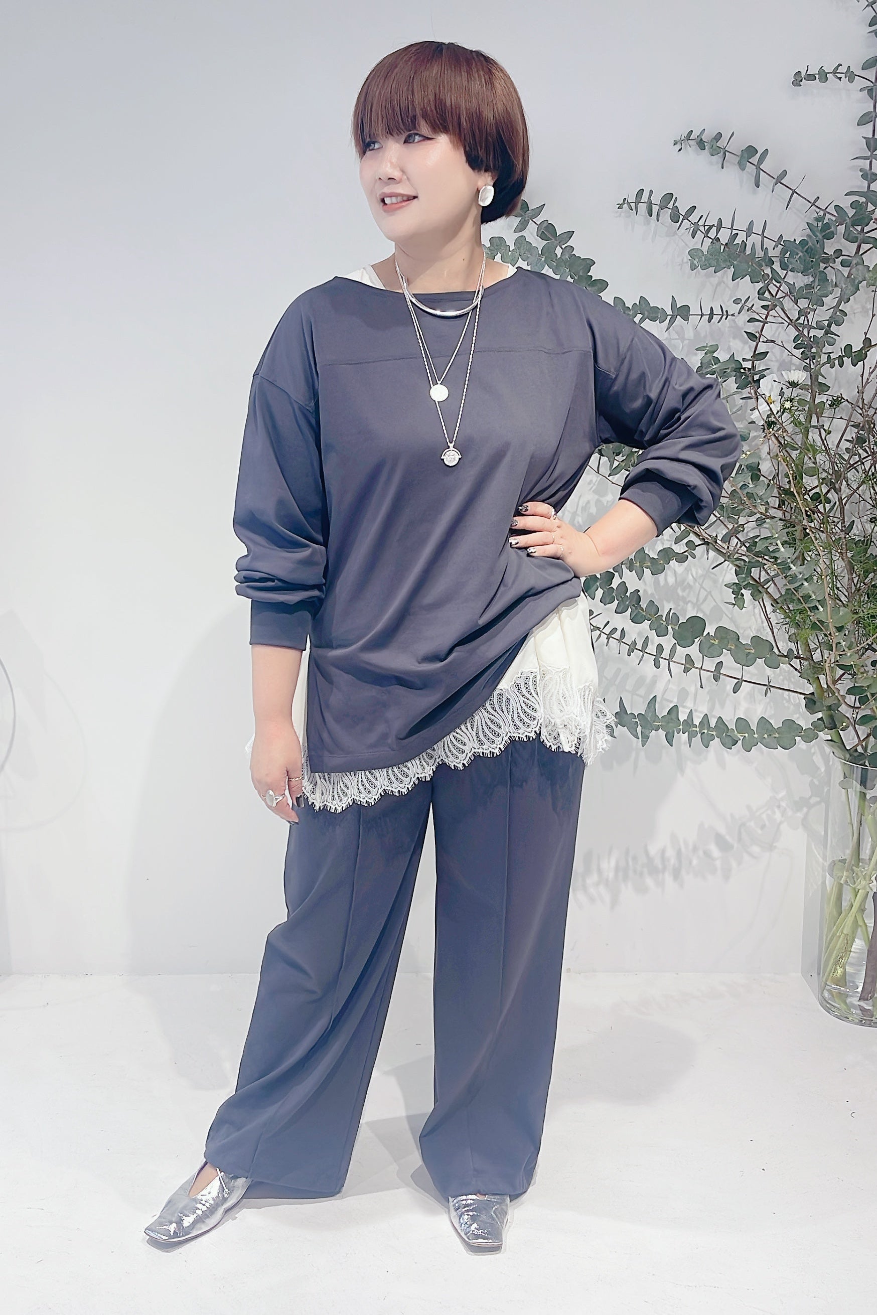 【CHIGNON】ヘムレースサテンタンク CHIGNON】ヘムレースサテンタンク