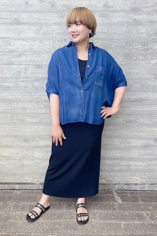 【PASSIONE】シアーデニム5分袖シャツ/627911