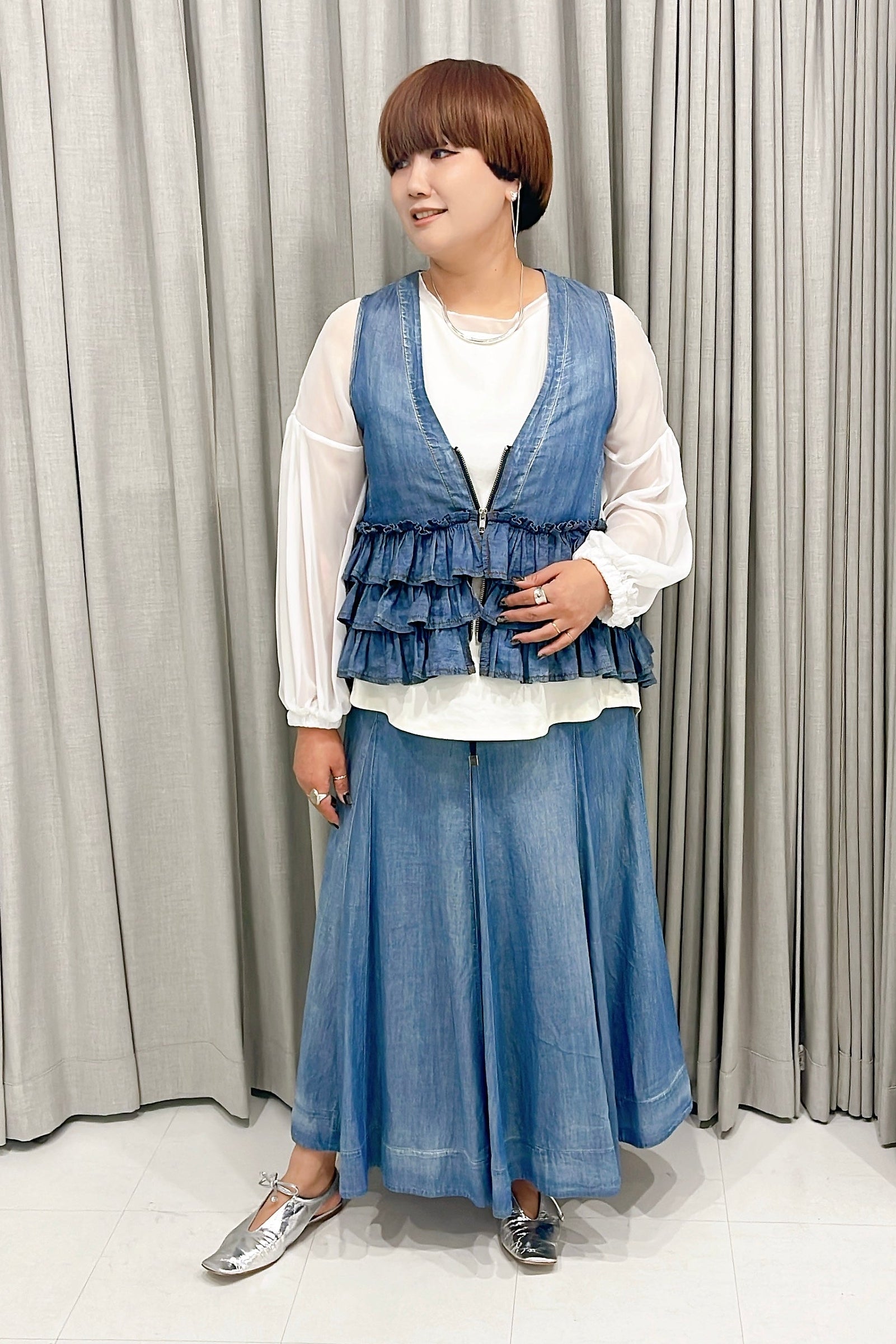 【ayane】16枚ハギシアーデニムフレアスカート/816303