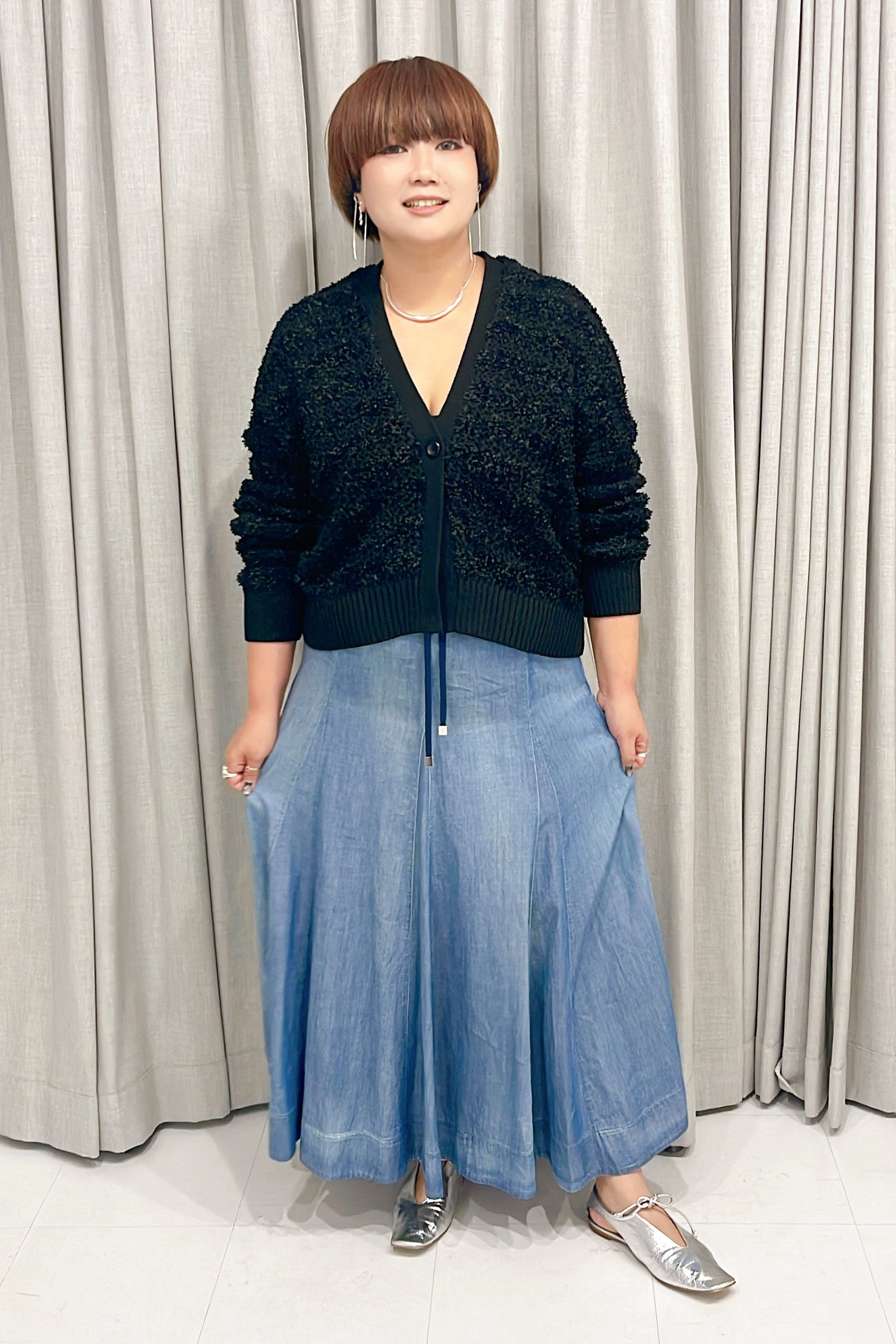 【ayane】リボンヤーンボーダーニットカーディガン②/816310