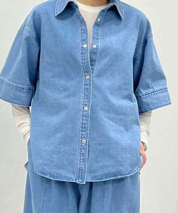 【HERENCIA】後ろタック入りデニム半袖シャツ/H426110